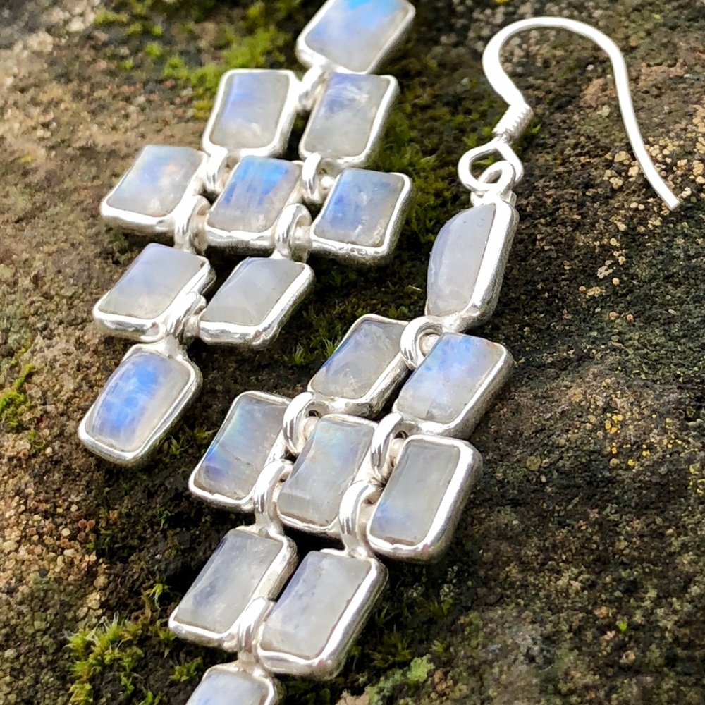 SOLD Moonstone Earrings - Picture 3 of 8